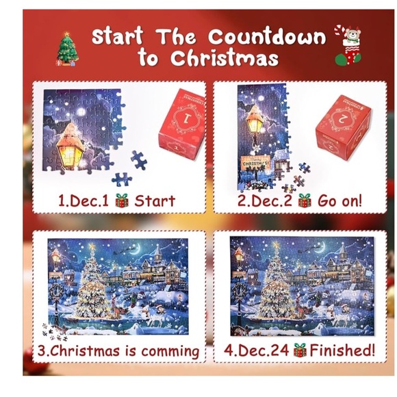 Advent Calendar Puzzle 2024 Christmas Jigsaw Puzzle Adult Kids 1008 Pieces 24 - Picture 4 of 6